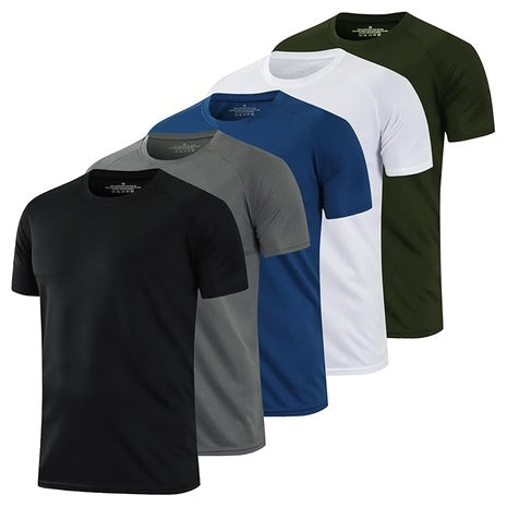 5-Pack Men's Dry Fit Wicking Athletic Breathable Shirt