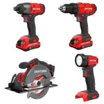 Craftsman V20 4-Tool Cordless Combo Kit with 2 Batteries & Charger