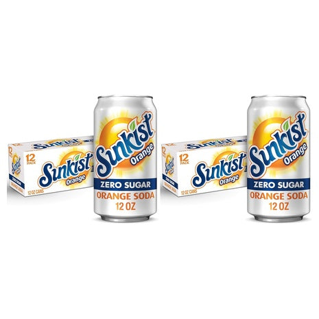 24 Cans Sunkist Zero Sugar Orange Soda