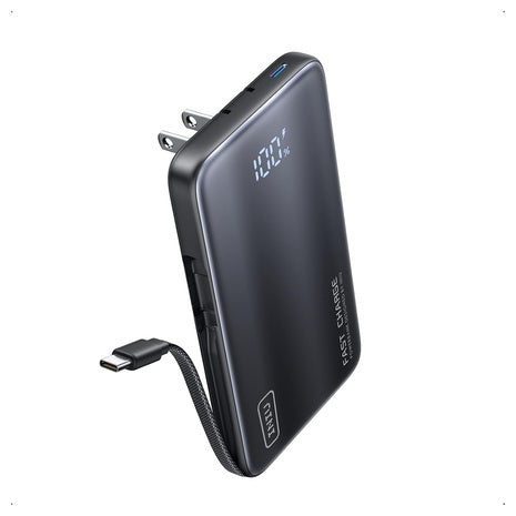 10000mAh INIU 45W Power Bank With Built-in USB-C Cable And Wall Plug