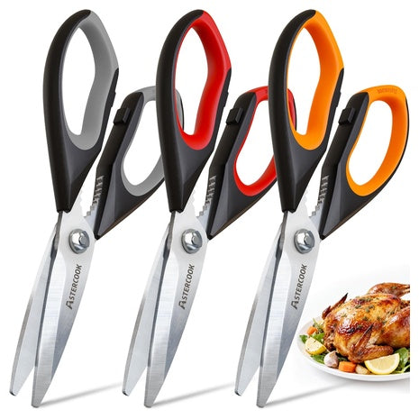3-Pack Astercook Heavy Duty Kitchen Shears With Serrated Blade