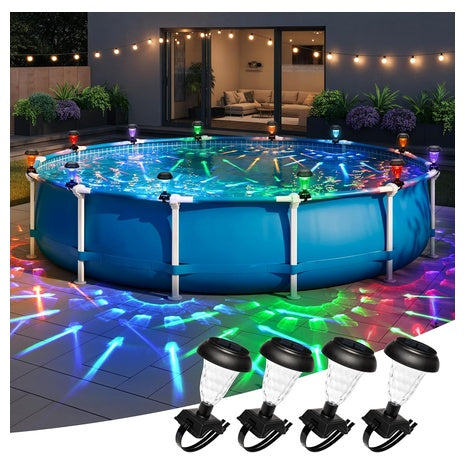 4-Pack Solar Powered Waterproof RGB Color Changing Light