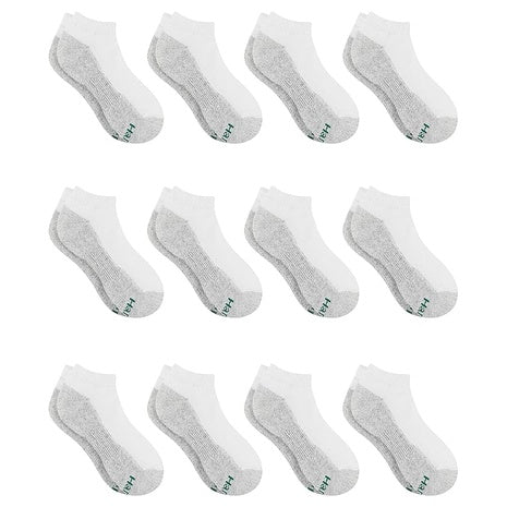 12 Pairs Hanes Boys Ankle Socks Size Small