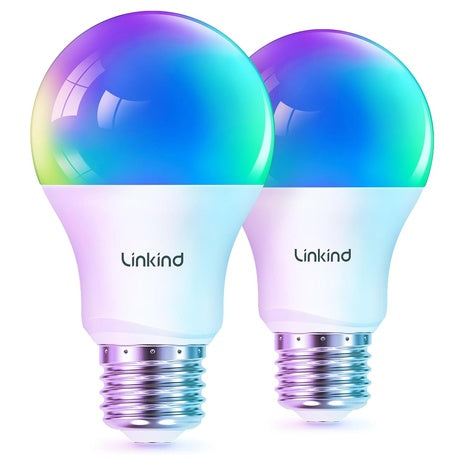 2-Pack Linkind Matter 60W 800LM Smart Light Bulb W/ LED Color Changing Light