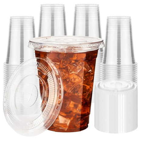 100 16oz Plastic Cups with Lids
