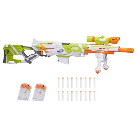 Nerf Longstrike Modulus Blaster with Barrel, Bipod, Scopes & 18 Darts
