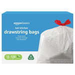120 13-Gallon Amazon Basics Tall Kitchen Drawstring Trash Bags