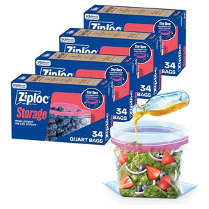 136-Count Ziploc Quart Food Storage Bags
