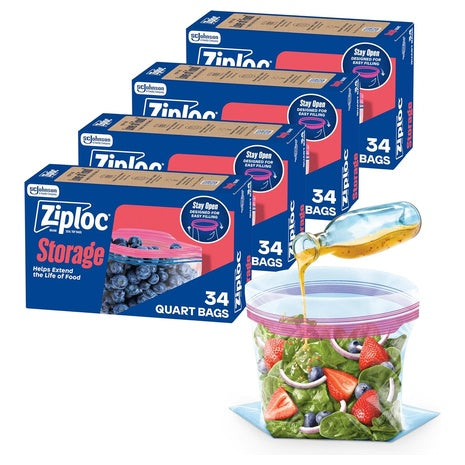 136-Count Ziploc Quart Food Storage Bags