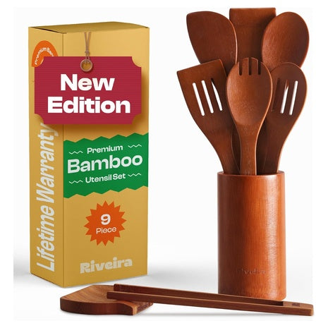 9-Piece Wooden Spoon & Spatulas Cooking Utensil Set