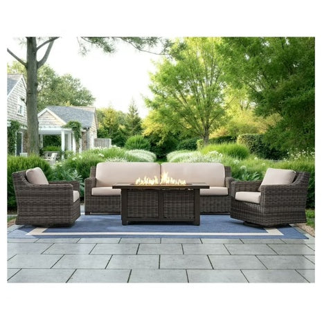 4-Piece Member's Mark Breck XL Deep Seating Fire Set With Sunbrella Fabric