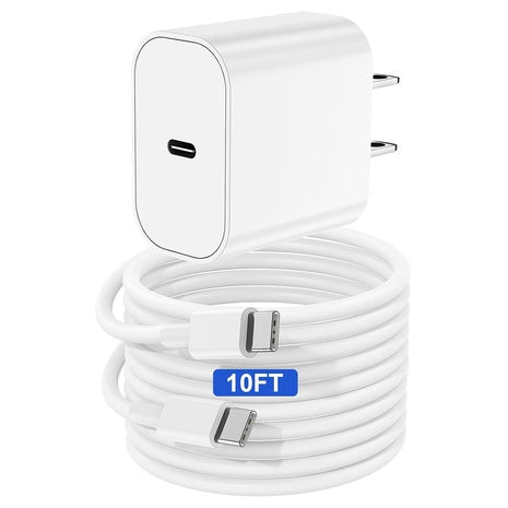 Qalirvis 20W USB-C Fast Wall Charger With 10-Feet USB-C Cable