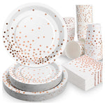 200 Piece Rose Gold Disposable Dinnerware Set
