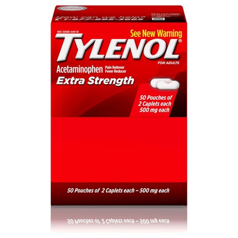 50 Pouches Of 2 Tylenol Extra Strength Caplets