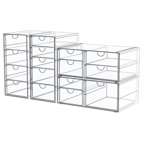 4-Pack Acrylic 16-Drawer Storage & Makeup Desk Organizer