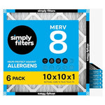 6-Pack Simply Filters 10x10x1 MERV 8 MPR 600 Air Filter