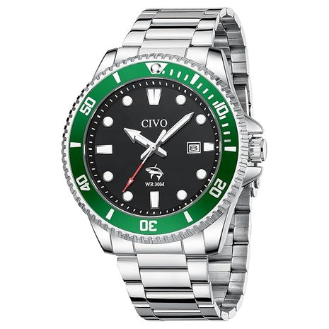 Men's Silver Analog Luminous Stainless Steel Watch (Various)