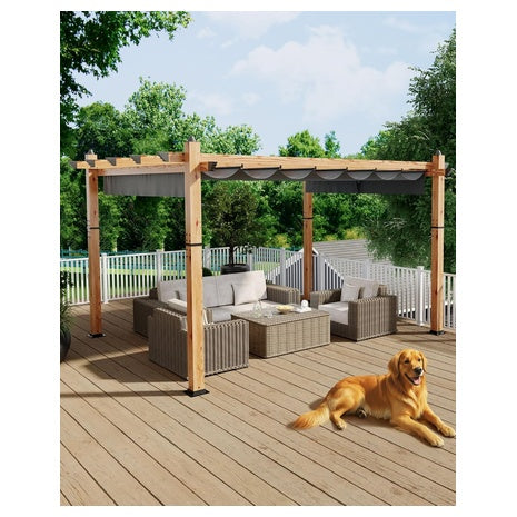 10x13 Ft Outdoor Pergola With Retractable Canopy