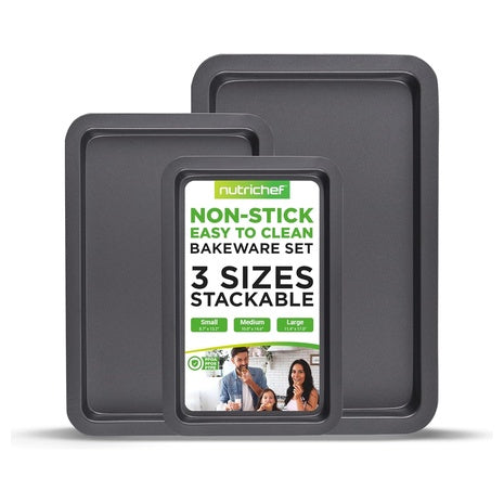 NutriChef 3-Piece Non-Stick Cookie Sheets