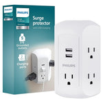 Philips 5-Outlet Extender With 2 USB-A Ports And Surge Protector