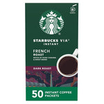 50 Starbucks VIA French Roast Instant Coffee Packets