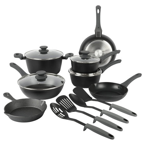 15-Piece Cookware Set With Cast Iron Skillet