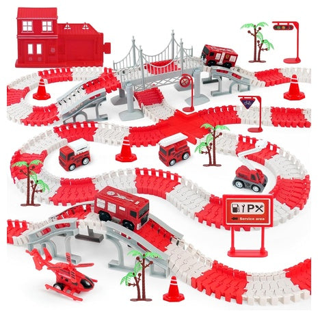 330-Piece Race Track Playset With Fire Trucks