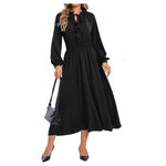 Women's Casual Long Sleeve Midi Dress With Pockets (Various)