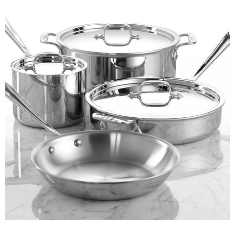 7-Piece All-Clad D3 Stainless Steel Cookware Set