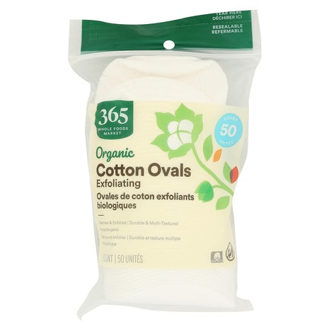 50-Count 365 By Whole Foods Organic Cotton Ovals
