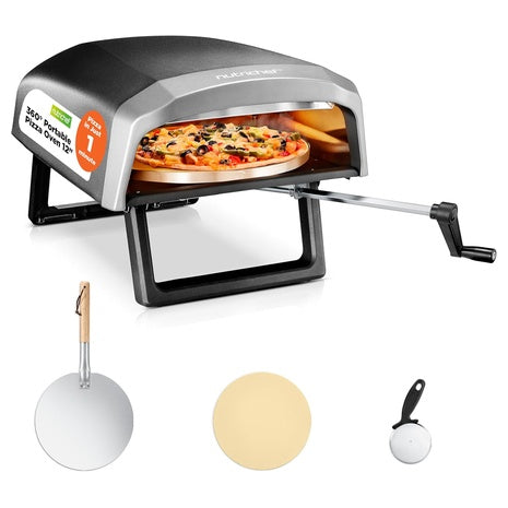 Nutrichef Outdoor Pizza Oven With Rotating Stone