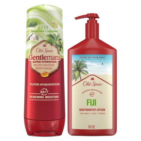 2 Old Spice Fiji Body Wash & Hand & Body Lotion Set