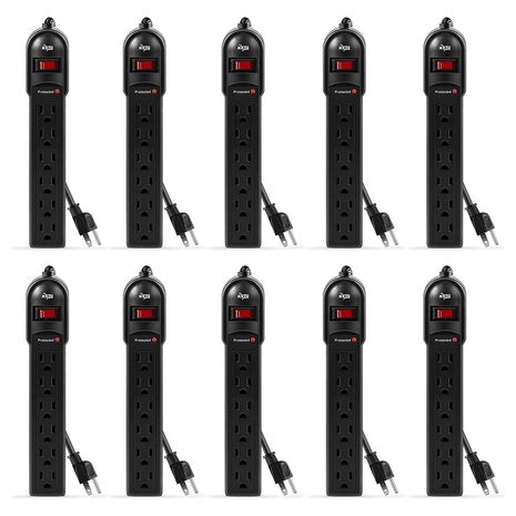 10-Pack 6-Outlet Surge Protector Power Strips