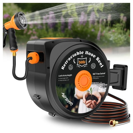 1/2" X 50ft Wall Mounted Retractable Garden Hose Reel