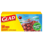 50 Glad Quart Zipper Food Storage Plastic Bags