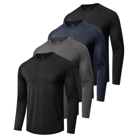 4-Pack Quick Dry Moisture Wicking Long Sleeve Men's Shirts