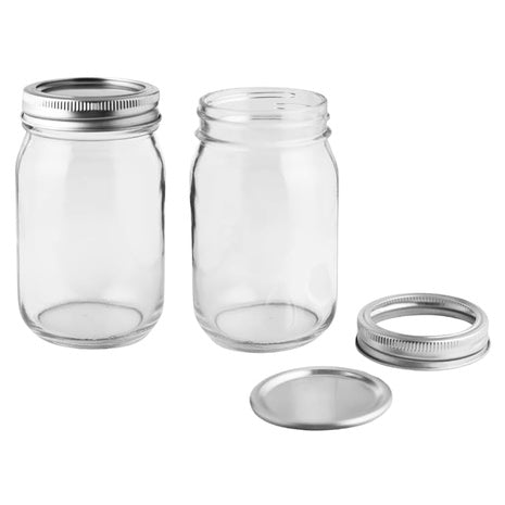 2-Pack 16oz Glass Mason Jars with Lids