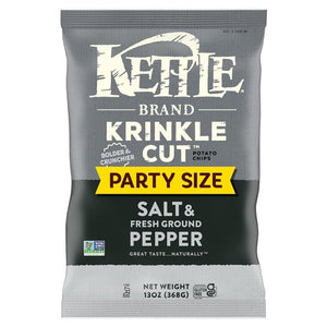 7 Party Size Bags Kettle Krinkle Cut Salt & Ground Pepper Chips