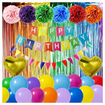 62-Piece Colorful Birthday Party Decorations Set