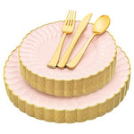 125 Pink and Gold Plastic Plates