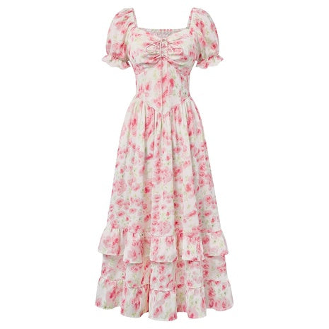 Scarlet Darkness Women's Floral Puff Sleeve Maxi Dress W/ Pockets (Various Colors)