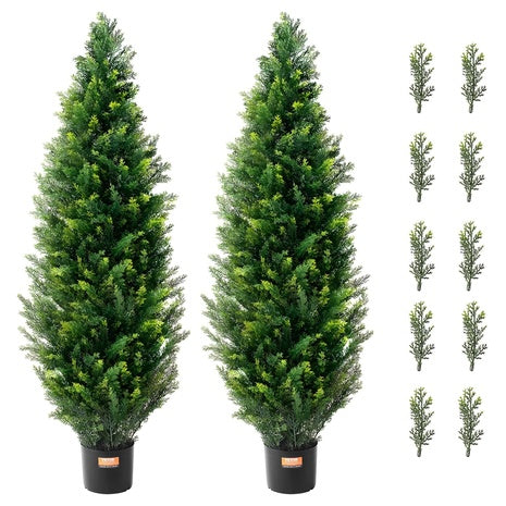 2-Pack 48'' Artificial Cedar Topiary Trees With Pot