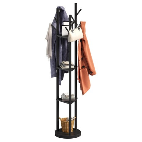 Wieghda Rotating Coat Rack With 3 Shelves And 9 Hooks Clothes
