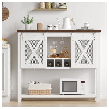 Idealhouse Coffee Bar Cabinet With Sliding Doors