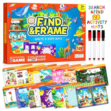 28-Piece Search & Find Reusable Preschool Busy Book Set