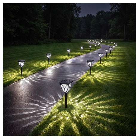 8-Pack Ensenior 6500K LED Pathway Garden Solar Lights