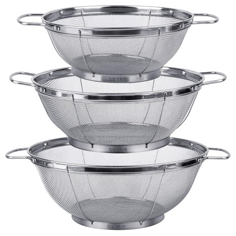 3-Pack Stainless Steel Colander & Strainer Set