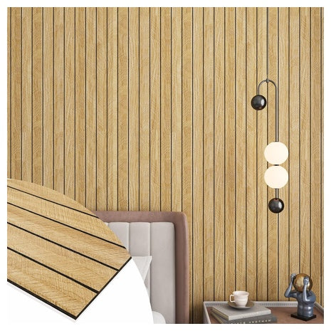 12" X 86.6" Panel Peel & Stick Wood Slat Wall Panels
