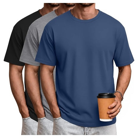 3-Pack Men's Cotton Breathable Crew Neck T-Shirts (Various)