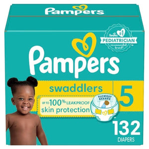 132 Size 5 Pampers Swaddlers Diapers
